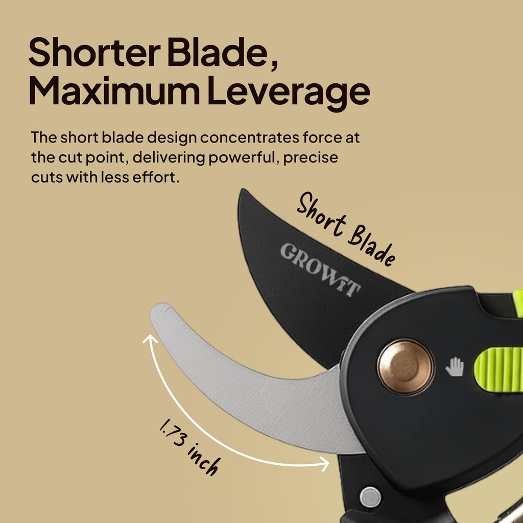 8.5" Professional Pruning Shears, Garden Clippers - Cuts 3X Easier Sharp Japanese Blade, Arthritis Friendly Garden Scissors For Seniors, Bonsai Cutters