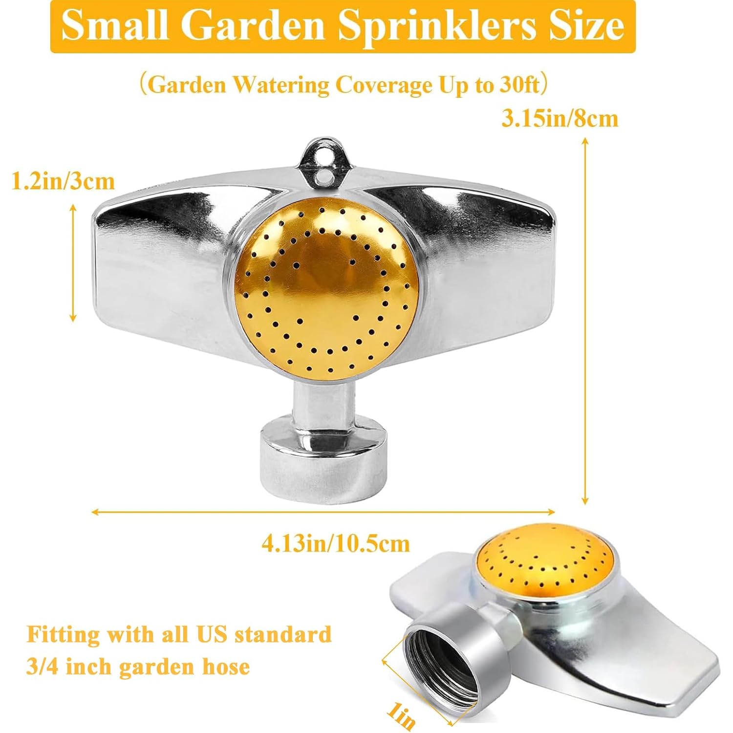360 Degree Metal Spot Sprinkler,Small Sprinkler Garden For Small Areas | Lawn Sprinklers For Yard Circle Pattern With Gentle Water Flow Garden Watering (1, Yellow)