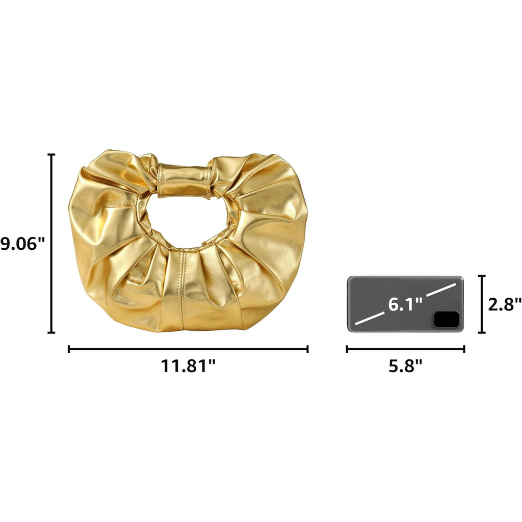 Clutch Purse For Women - Evening Clutch Pu Leather Pleated Bag Designer Handbag For Party Prom Wedding