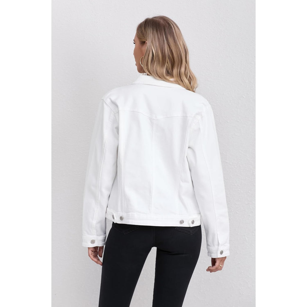 Women'S Jean Jacket, Stretch Soft Denim Jacket For Women, Casual Ladies Jean Jacket Trucker Coats