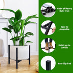 Plant Stand Indoor Adjustable, Metal Modern Plant Stands, Heavy Duty Stable Plant Pot Flower Holder Indoor Outdoor Corner, Fit 8 9 10 11 12 Inch Pots, Black (Pot & Plant Not Included)
