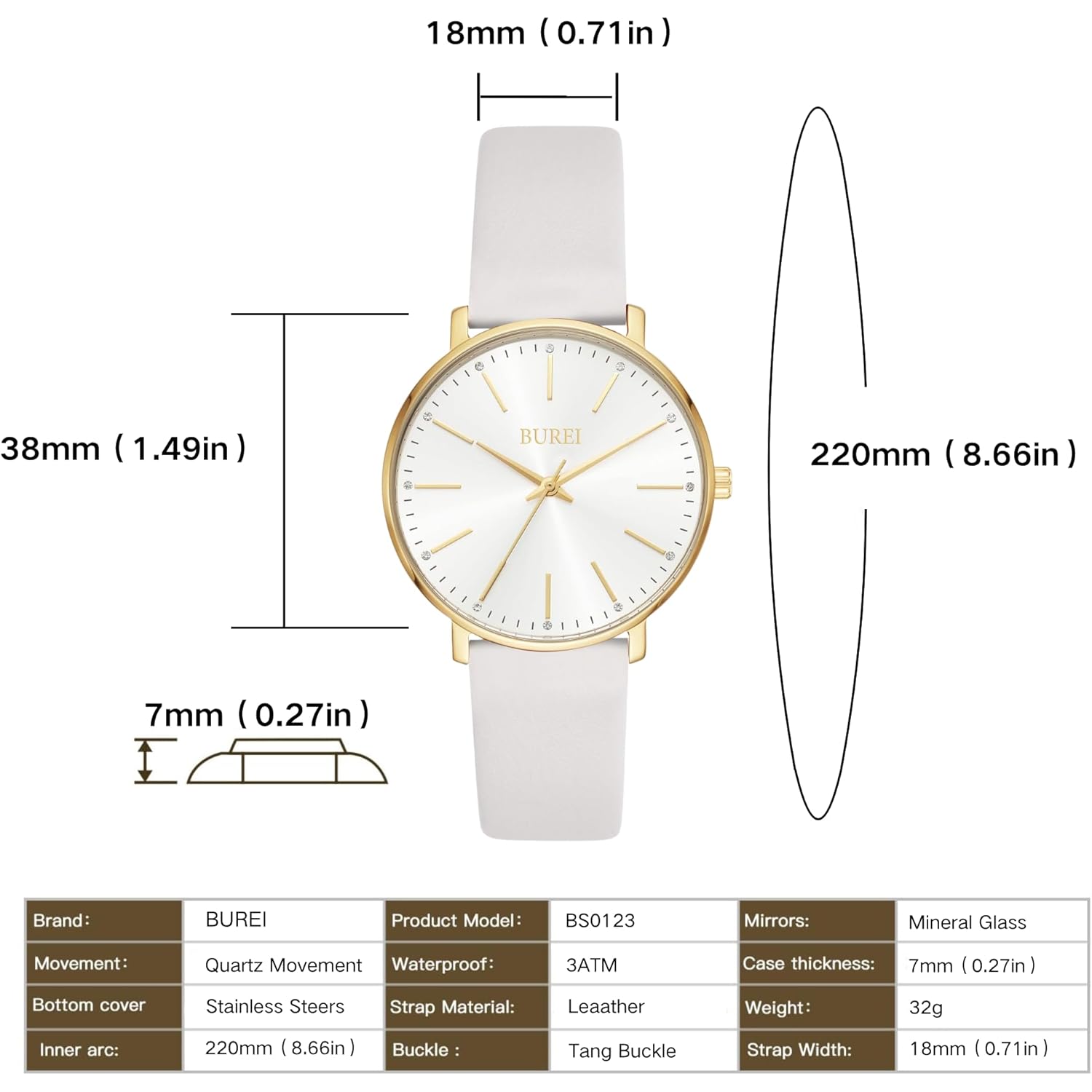 BUREI Women Wrist Watches Large Face Fashion Minimalist Analog Leather Quartz Waterproof Watches for Women, Mothers Day Gifts for Mom