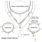 2 Pieces Silver Star Necklace Y2K Jewelry Set Grunge Necklace Kawaii Cute Necklaces Aesthetic Vintage Emo Jewelry