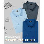 Zity Men'S 3 Pack Polo Shirts Short Sleeve With Pocket Moisture Wicking Casual Work Golf Lightweight Collared T-Shirts