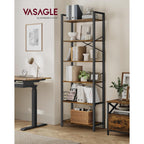 Vasagle 6-Tier Bookshelf, Bookcase With Steel Frame, Book Shelf For Living Room, Home Office, Study, 11.8 X 26 X 73.2 Inches, Industrial Style, Rustic Brown And Ink Black Ulls062B01