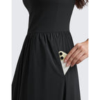 Crz Yoga Square Neck Maxi Dress For Women - Flowy Sleeveless Padded Travel Casual Outfits With Side Pockets