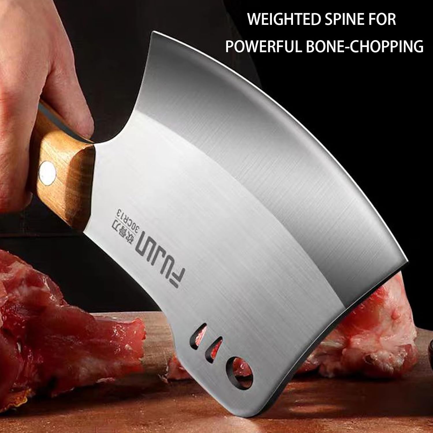 Meat Bone Cleaver Knife For Meat Cutting, Handmade Heavy Duty Butcher Axes, Hand Forged Full Tang Chopper For Home Kitchen Outdoor Bbq Camping Birthday Christmas Mother Father Gifts Idea Men