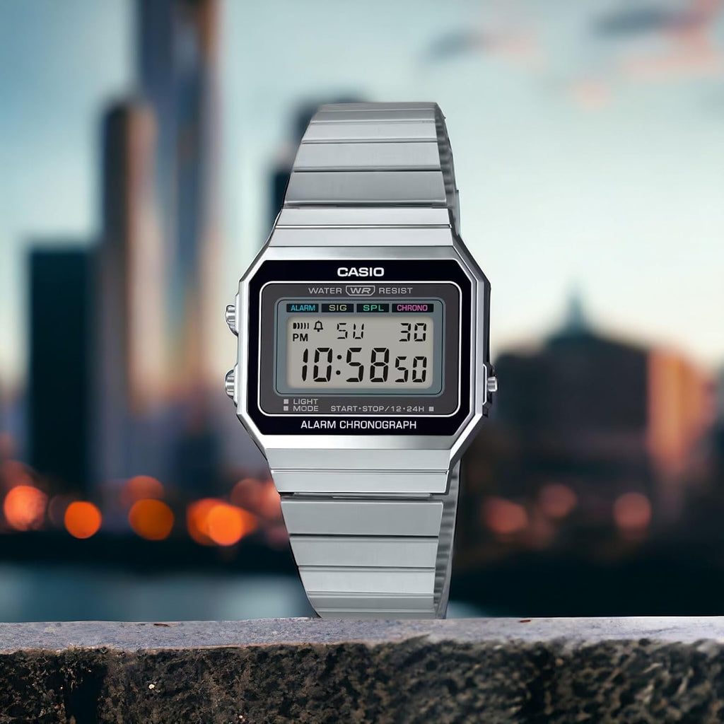 Casio A700W-1A Digital Unisex Watch Retro Stainless Steel Led A700