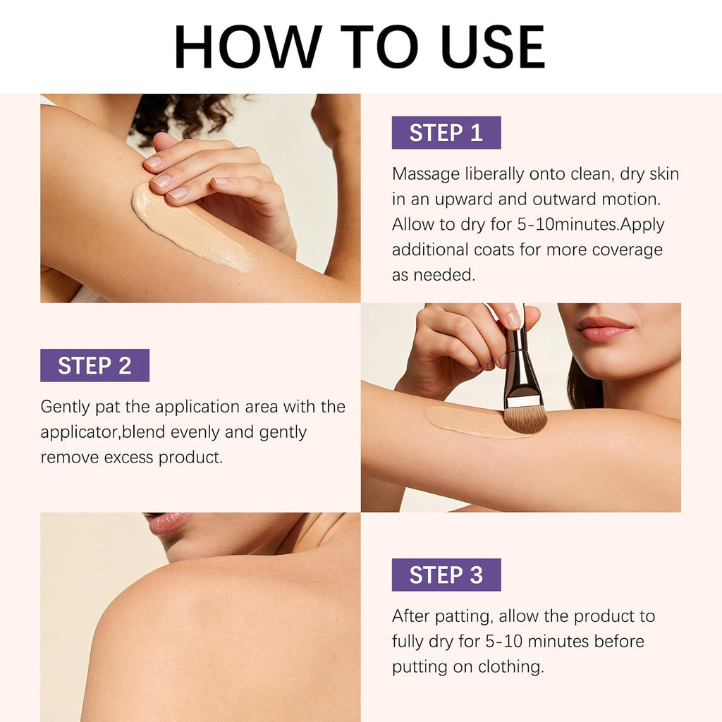 Tattoo Cover Up Makeup Waterproof With Brush – Full Coverage Body Concealer For Legs And Scars – Long Wear Leg Makeup For Women For Smooth Natural Finish In Daily Life And Events (Natural Radiance)