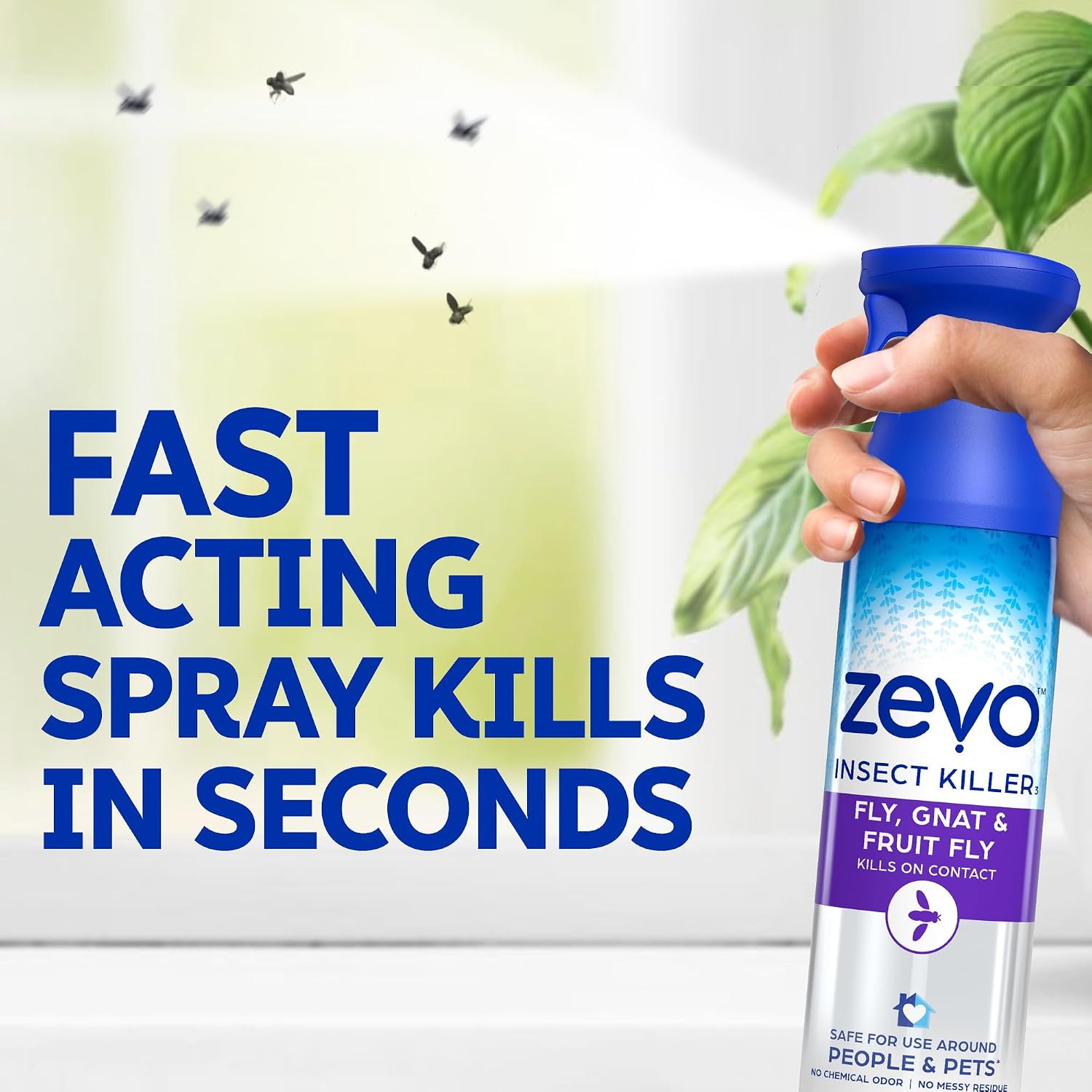 Zevo Flying Insect Killer Spray - Fruit Fly, Gnat, Fly & Mosquito Bug Spray For Home Use With Rosemary & Cornmint Oil - Indoor & Outdoor Use (3 Bottles)