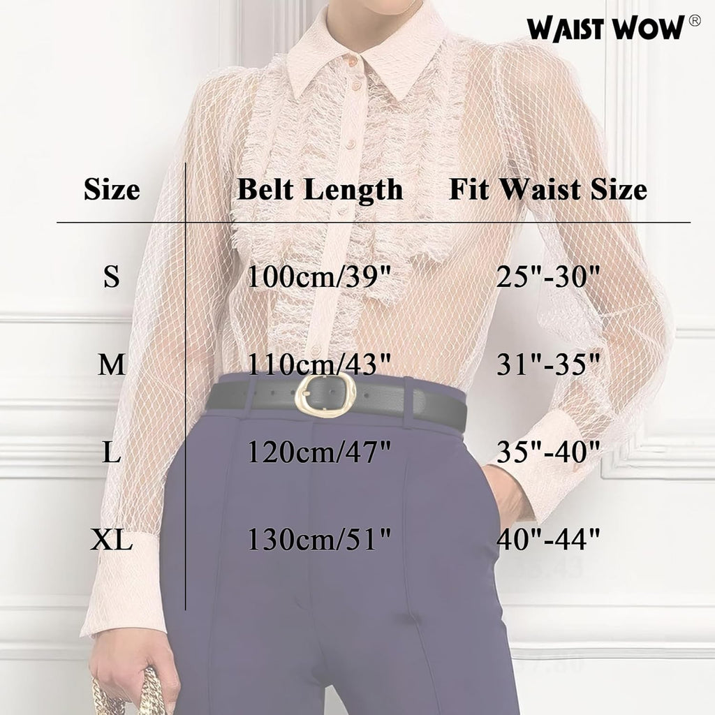 3 Pack Women Belts for Jeans Pants Dresses Ladies Leather Belt Fashion Waist Belt with Liquid Shapes Gold Buckle