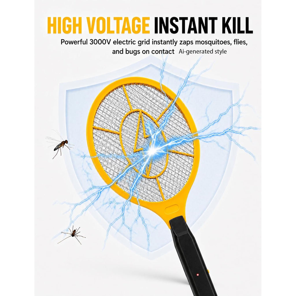 Electric Fly Swatter 2 Pack, Handheld Bug Zapper Racket | High Voltage Instant Kill For Mosquito & Insects, Battery Powered Mosquito Zapper For Home, Patio And Camping