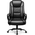 Leather Office Desk Chair,Ergonomic Office Chair With Lumbar Support,Computer Chair,Executive Leather Chair With Padded Arm,2026 Upgraded Big And Tall Chair, Black,275Lbs