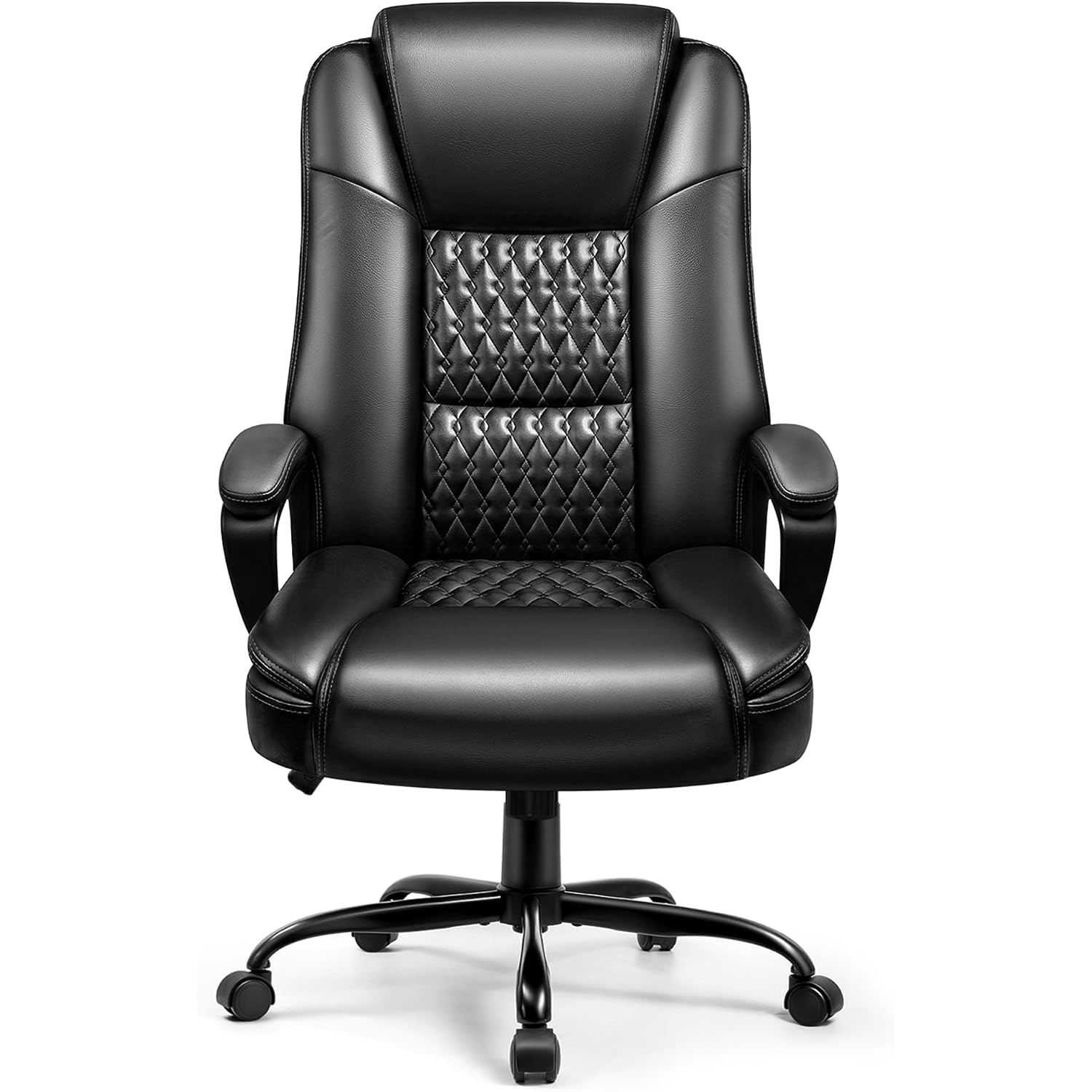 Leather Office Desk Chair,Ergonomic Office Chair With Lumbar Support,Computer Chair,Executive Leather Chair With Padded Arm,2026 Upgraded Big And Tall Chair, Black,275Lbs