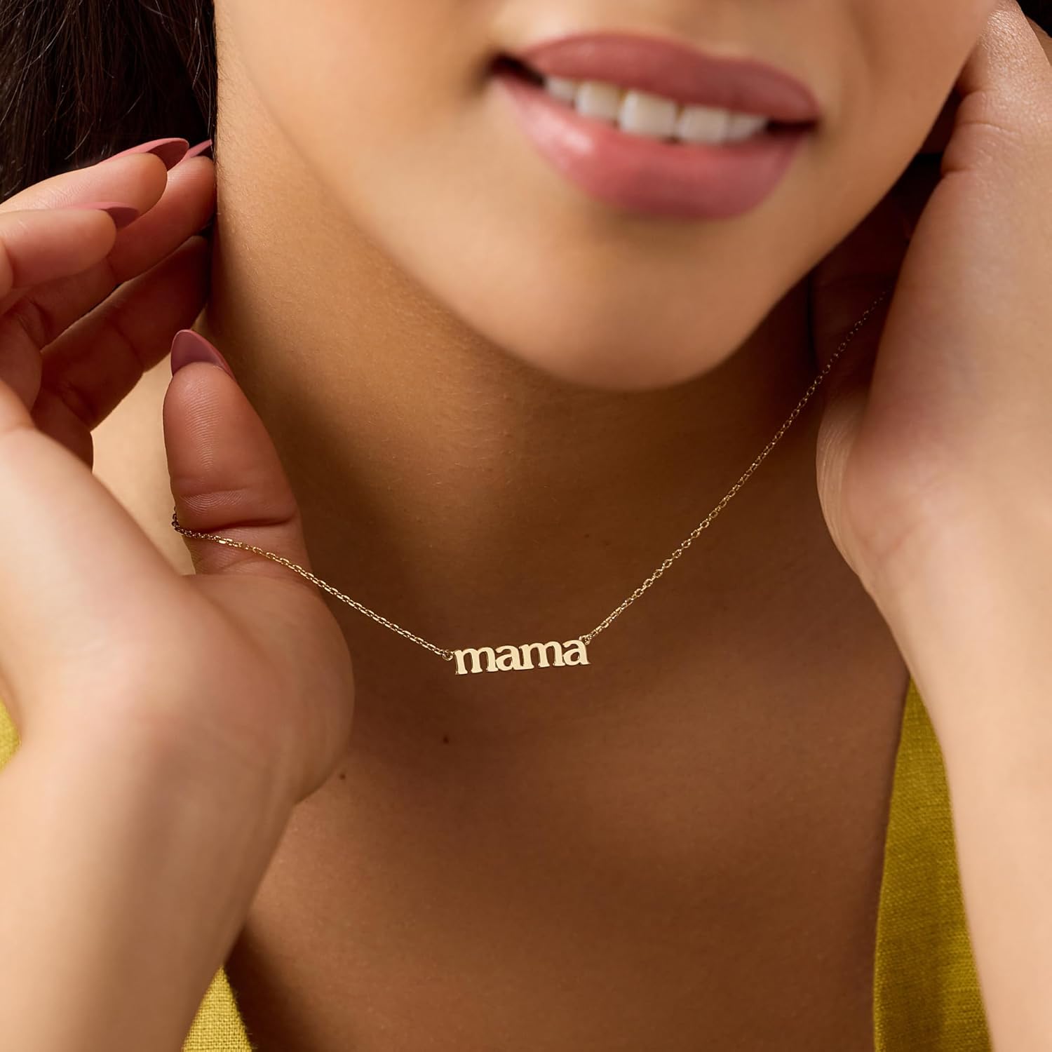 Ana Luisa Gold Dainty Mama Necklace for Women - Sentimental 14K Gold Nameplate Necklace for Mom - Hypoallergenic, Water-Resistant, Tarnish-Free Jewelry - Mother's Day Necklaces - Everyday Mom Jewelry