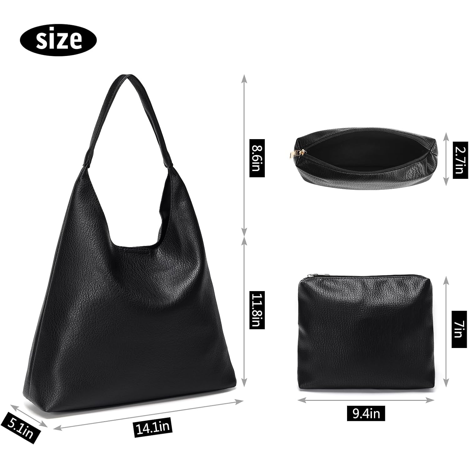 Slouchy Hobo Bags for Women Made of Genuine Leather Soft Shoulder Handbags Perfect for Work Travel and School