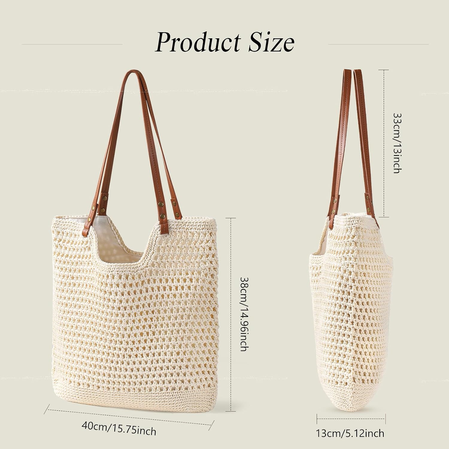 Sightor Crochet Beach Bag, Woven Tote Bag Summer Boho Bag Travel Casual Shoulder Bag For Summer Vacation