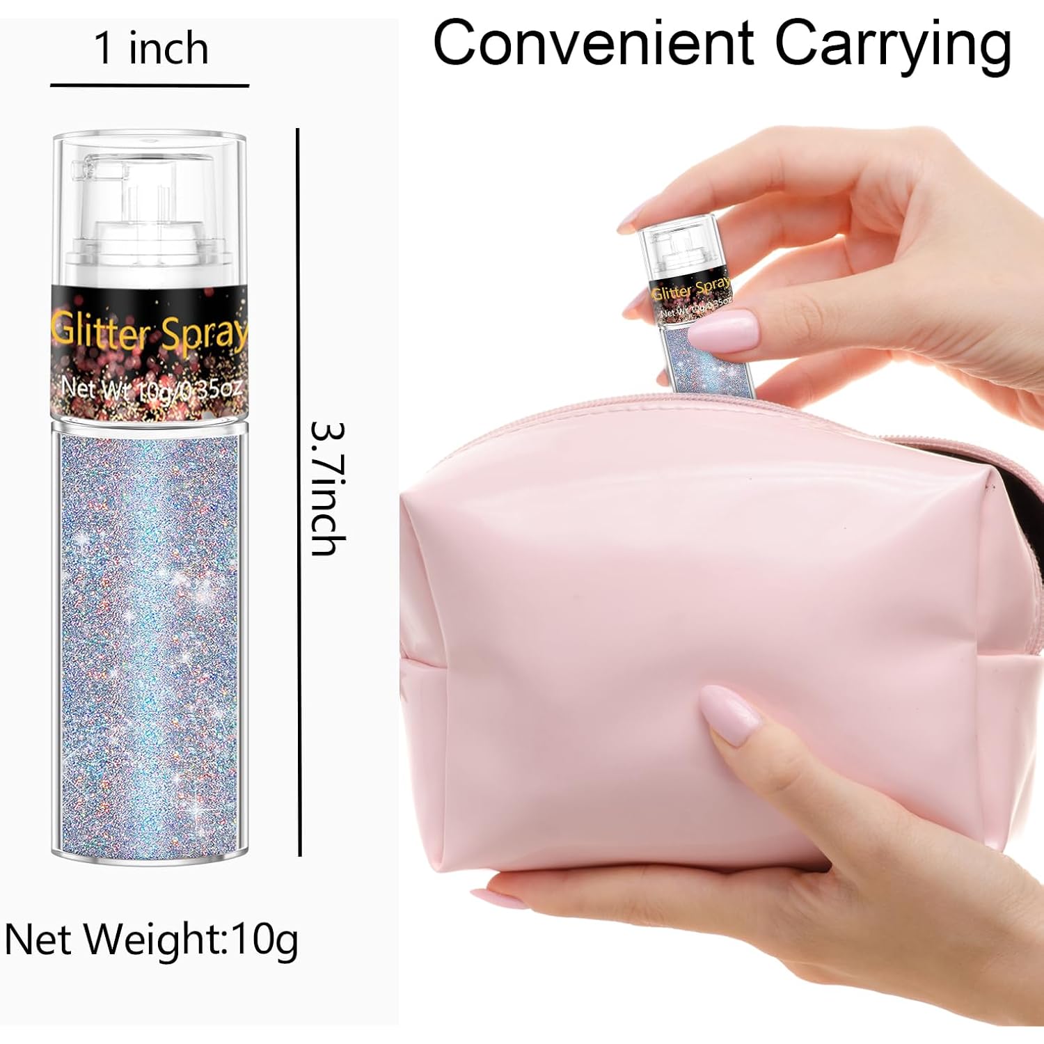 Hair and Body Glitter Spray, 1PC Glint-Rainbow Glitter Hairspray Dry Powder Makeup for Clothes, Festival Rave Loose Sparkle Powder,Holographic Ultra Fine Glitters for 4th of July Accessories