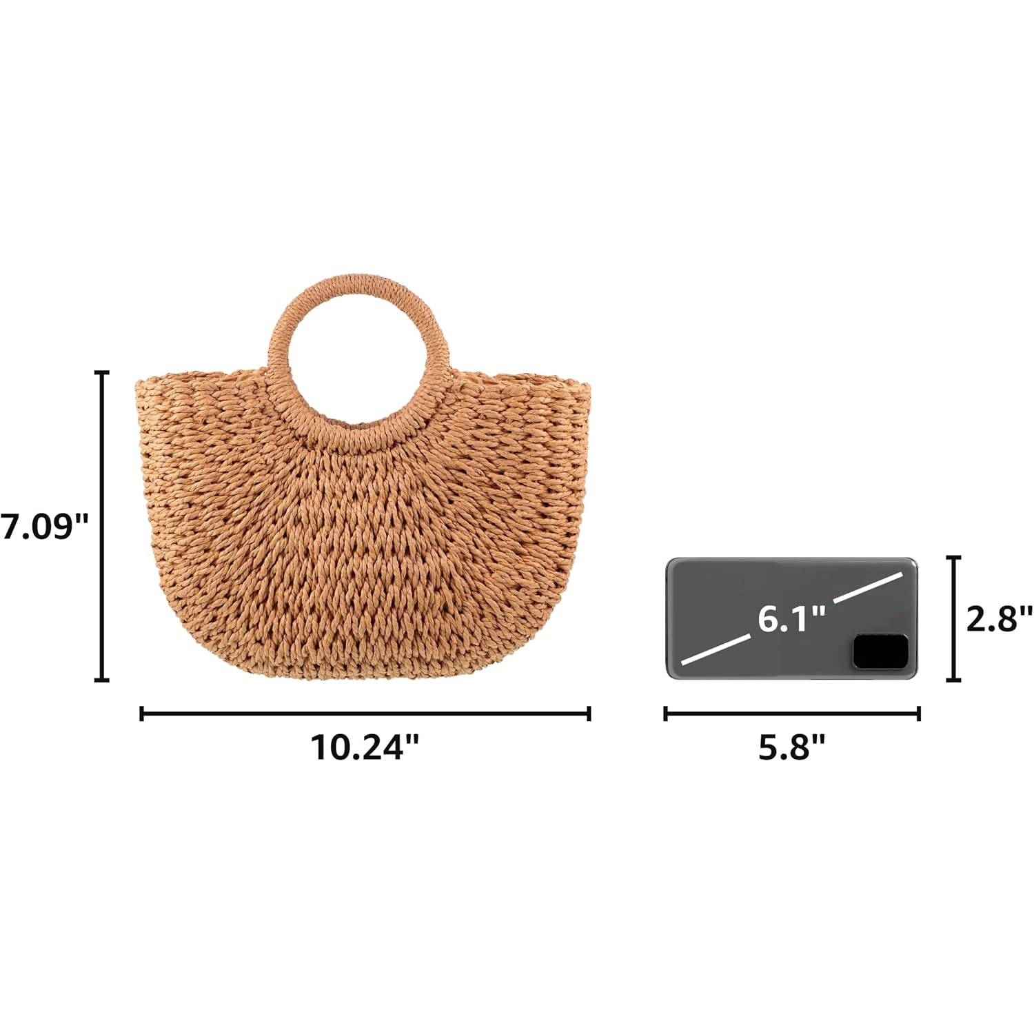 Frienda Straw Tote Bag Summer Beach Bag Handmade Straw Rattan Woven Handbag For Women Travel