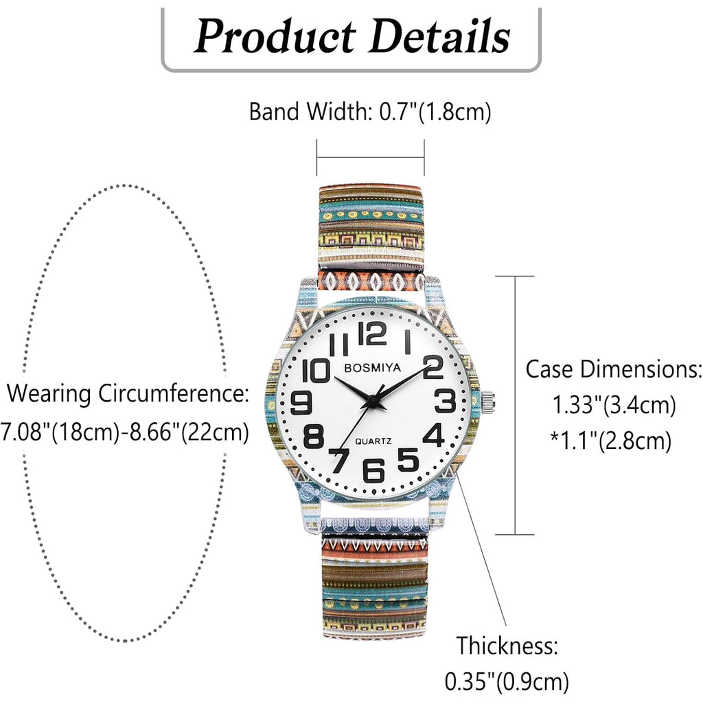 Oidea Women'S Stretch Band Quartz Watch Large Face Easy Reader Dial