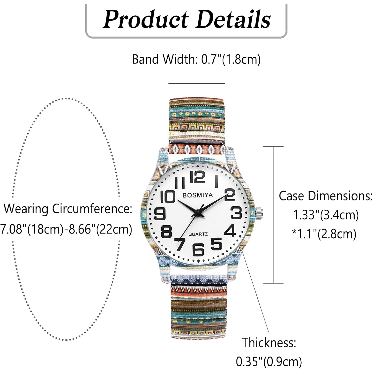 Oidea Women'S Stretch Band Quartz Watch Large Face Easy Reader Dial