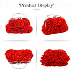 JAMBHALA Women Evening Clutch Bag Floral Satin Small Purses with Detachable Strap for Wedding, Party, Prom