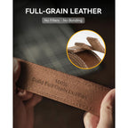Chaoren Mens Belts Casual For Jeans - Full-Grain Leather, Durable Cowhide | Solid Buckle, Classic Style, Handmade, Daily Wear, Gift Box