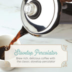 Farberware Classic Stainless Steel Yosemite Percolator Coffee Pot, 8-Cup, Stainless Steel