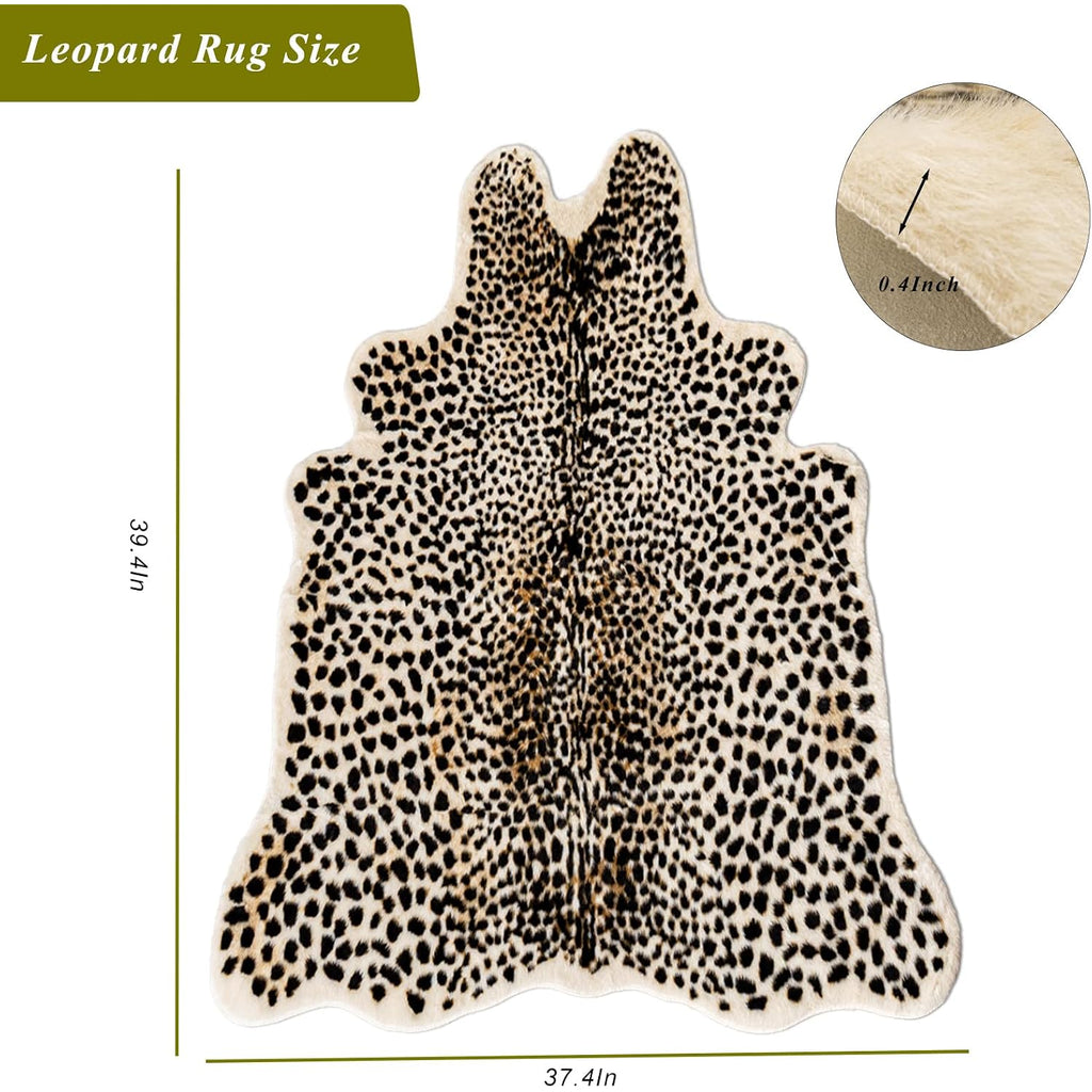 Leopard Print Rug, Faux Cowhide Cheetah Skin Rug Animal Printed Area Rug Carpet For Home Office, Livingroom, Bedroom