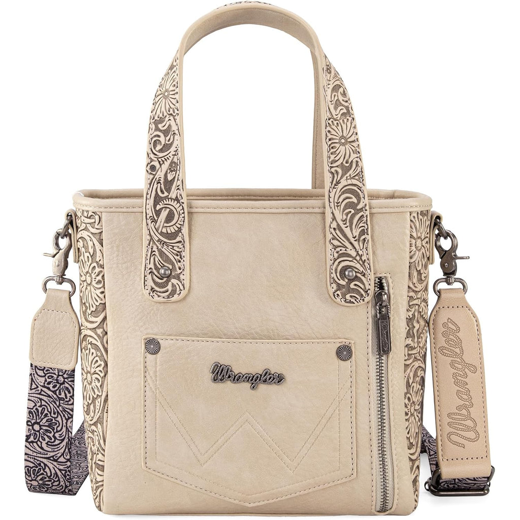 Montana West Wrangler Cowhide Tote Bag For Women Western Tooling Handbag Leather Fringing With Turquoise Stone Concho