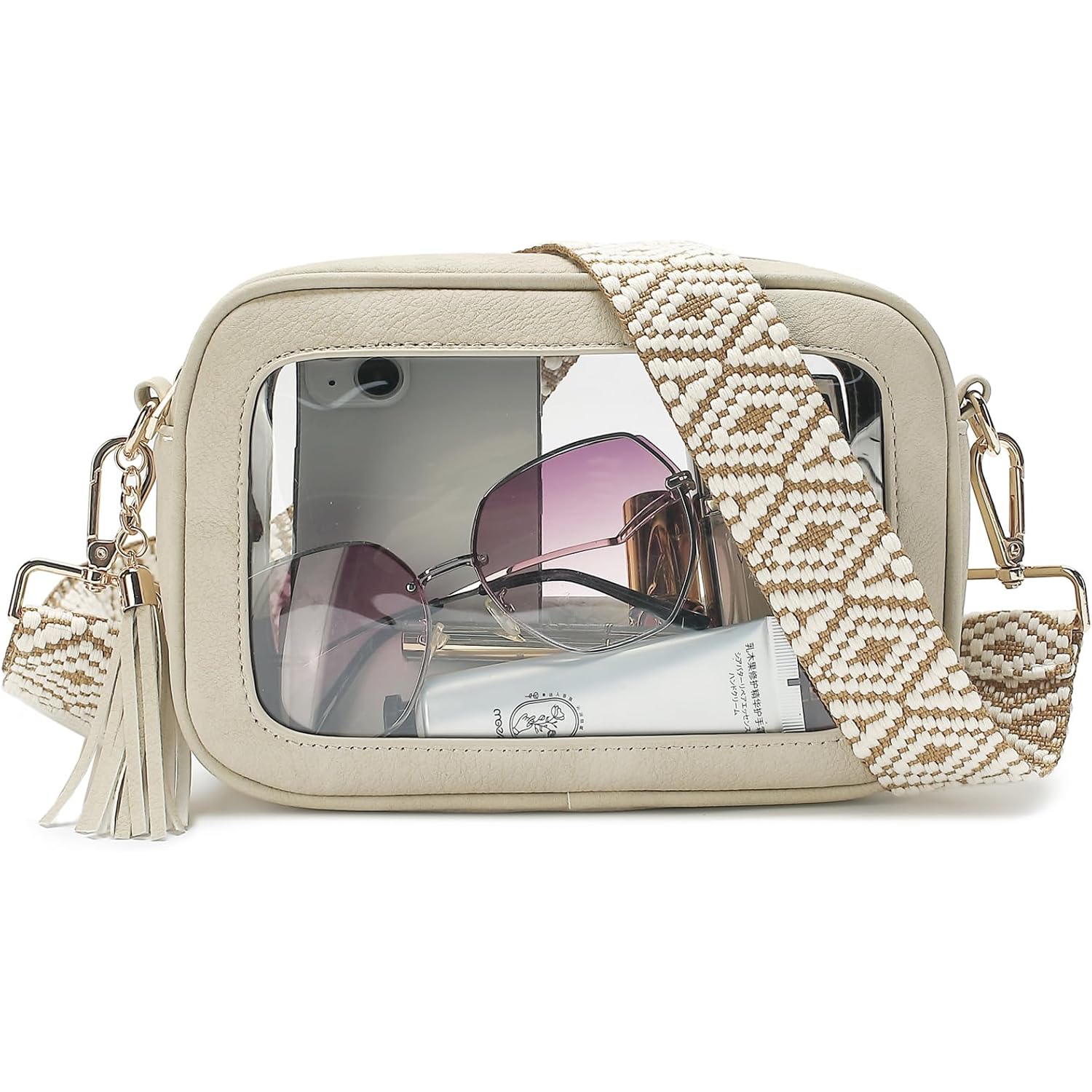 LOXOMU Clear Crossbody Bag Stadium Approved - Waterproof Clear Purses for Women Stadium Bag with Adjustable Guitar Strap | Stadium Approved, Waterproof, Stadium Approved, Waterproof, Stadium Bag