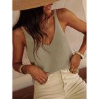 Tankaneo Womens Knit Sweater Tank Tops Casual Summer V Neck Loose Fit Sleeveless Camisole Shirts
