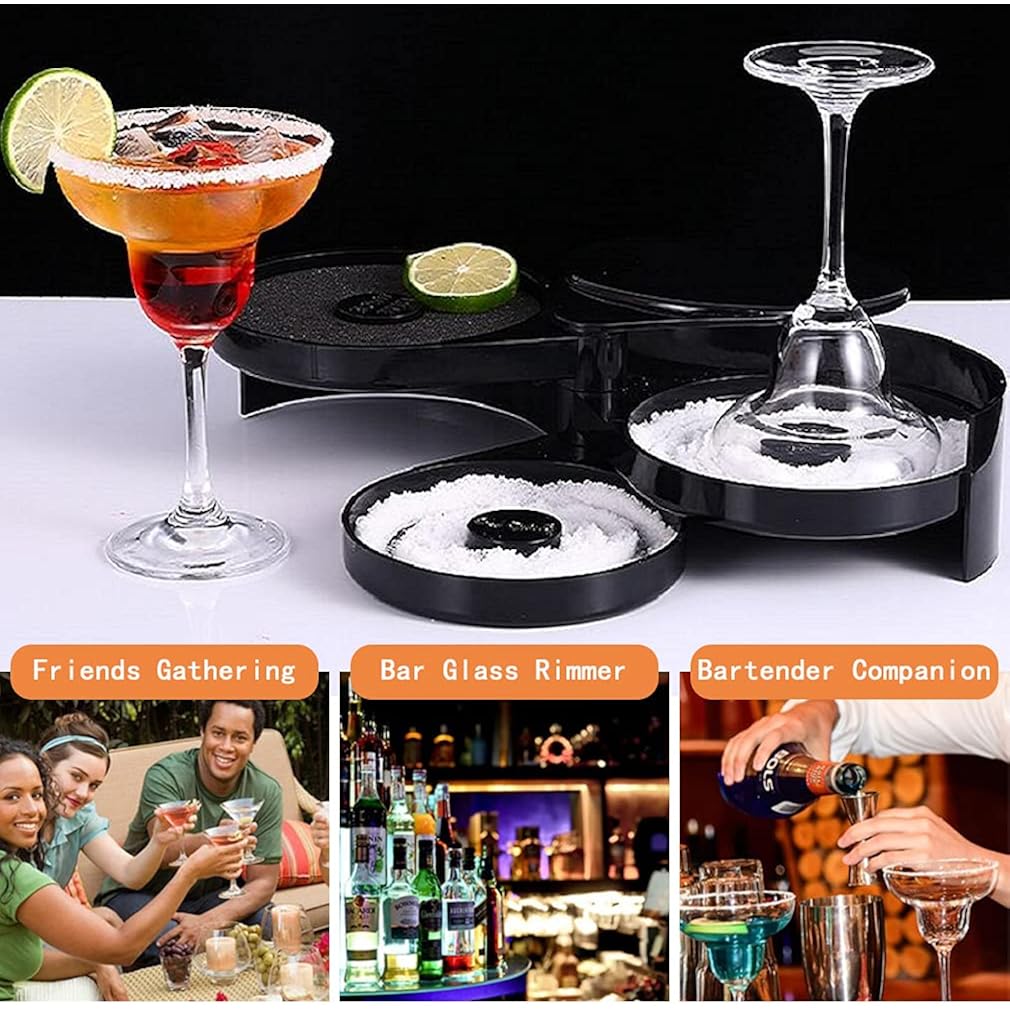 1 Pack 3 Tier Bar Glass Rimmer for Margarita and Cocktail, Bartender Tool,Salt Box Spice Container