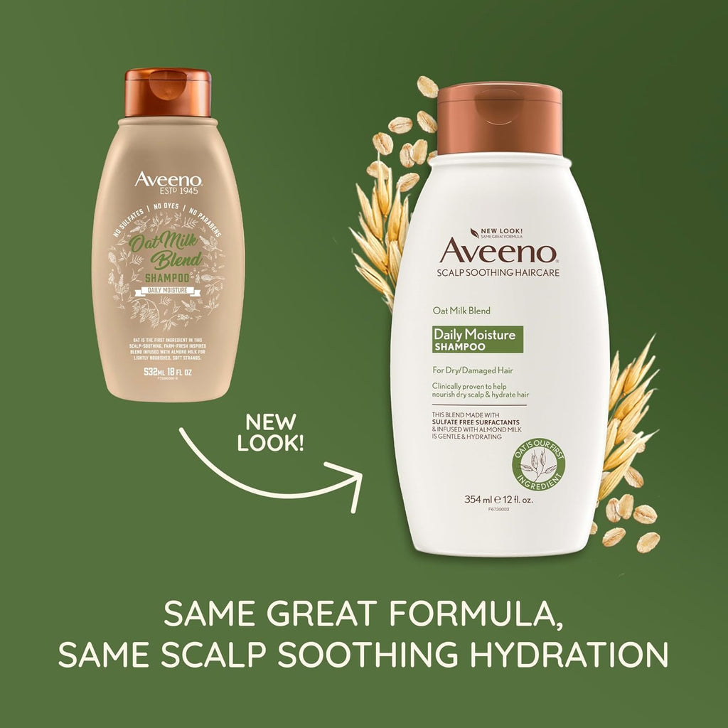 Aveeno Oat Milk Blend Moisturizing Shampoo, Ultra-Hydrating, For Dry, Damaged Hair, 12 Fl Oz