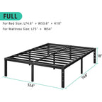 HLIPHA Metal Platform Bed Frame 14 Inch Tall,No Box Spring Needed,Full Size Bed with Heavy Duty Strong Support Slats,Easy to Assemble,Black