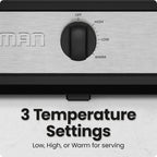 Chefman Triple Slow Cooker & Food Warmer, Three Crock Slowcooker with 2.5 Qt. Ceramic Crocks, 7.5-Quart Total Capacity, PFAS-Free, Three Temperature Settings, Dishwasher-Safe Parts – Stainless Steel