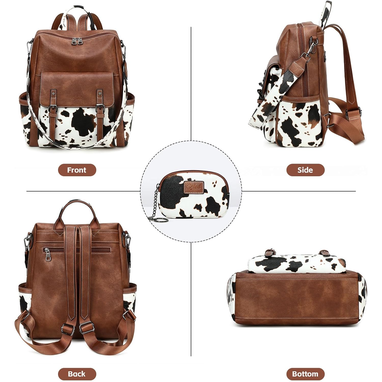 AGLOD Backpack Purse for Women PU Leather Back Packs Designer Ladies Shoulder Bag Fashion Faux Work Travel Handbags