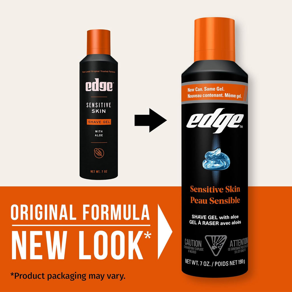Edge Shaving Gel for Men, Sensitive Skin with Aloe, (6 Pack) - Shave Gel For Men That Moisturizes, Protects and Soothes To Help Reduce Skin Irritation