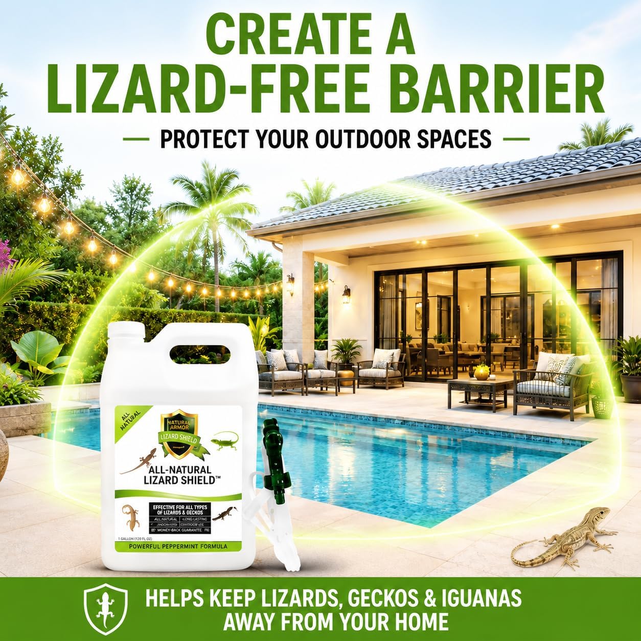 Lizard & Gecko Repellent Spray - Powerful Peppermint Formulation Repels All Types Of Lizards & Geckos And Works Better Than Ultrasonic Gimmicks – 128 Fl Oz - Gallon Ready To Use