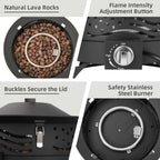 Portable Propane Fire Pit, 20 Inch Smokeless Gas Fire Pit Bowl For Outside, 60,000 Btu Outdoor Firepit With Grill Grate & Lid For Camping, Patio, Yard, Garden