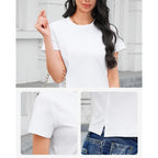Stelle Women'S Cotton T-Shirts Crewneck Short Sleeve Basic Tees Summer Casual Solid Crop Tops
