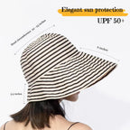 Kettle Brim Sun Hats for Women Lanai Hat Floppy Packable SPF UPF 50 UV Protection Beach Vacation Hat Striped