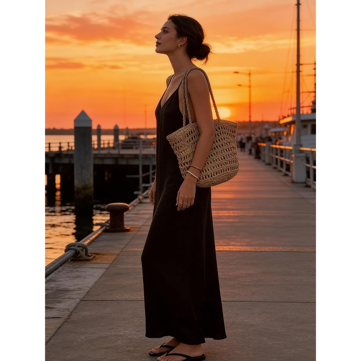 Verdusa Women'S Backless Cami Dresses Linen Maxi Dress Sundress Open Back Vacation Beach Summer Outfits