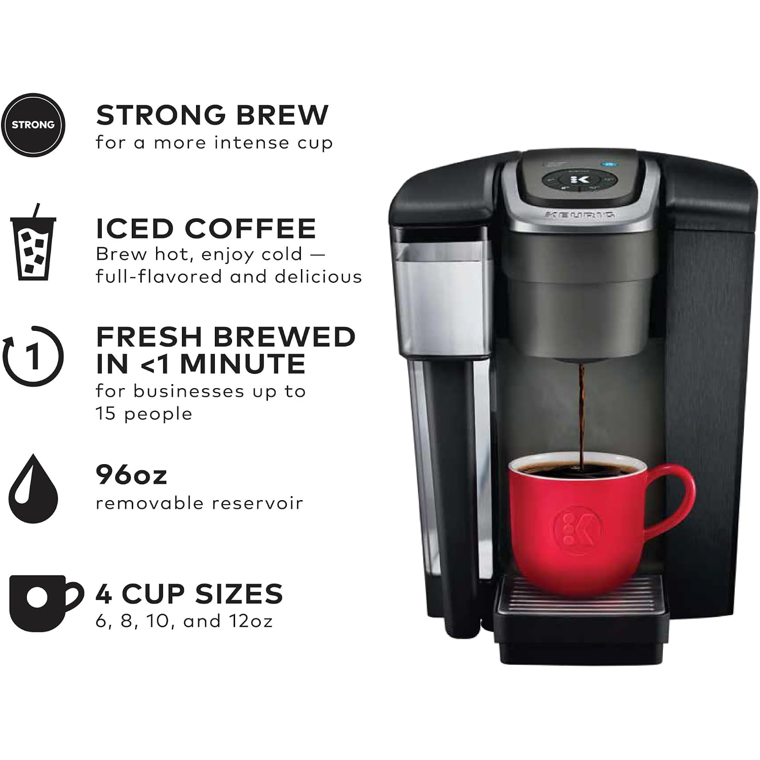 Keurig K-1550 Small Business Single Serve Coffee Maker, 96 Oz Water Reservoir, Black