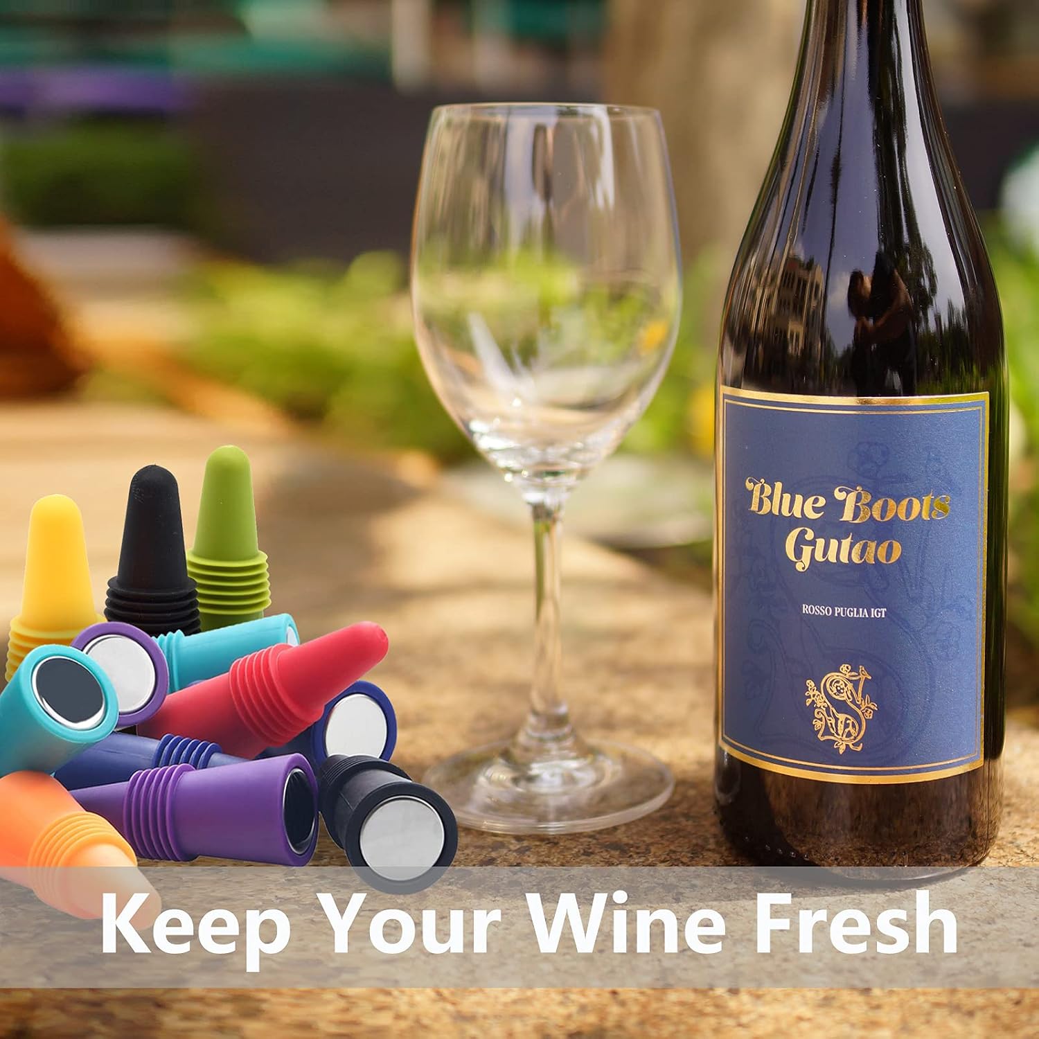 Wine Stoppers Beverage Bottle Sealer Soft Silicone Wine Bottle Stoppers Corks With Grip Top For Keeping Wine Champagne Fresh, 8 Pack