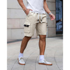 Aptro Men'S Cargo Shorts Elastic Waistband Drawstring Summer Casual Cotton Big & Tall Relaxed Fit Work Shorts