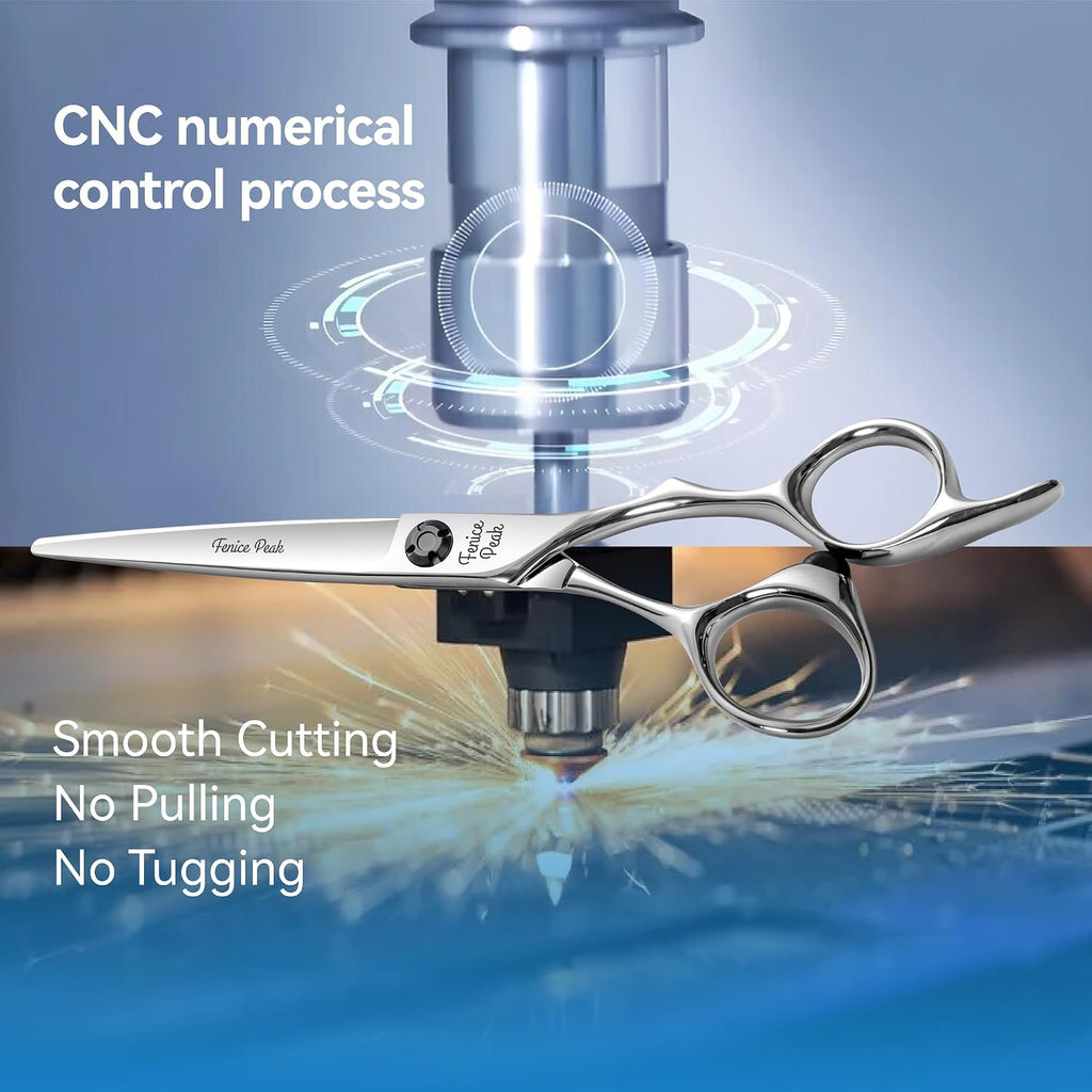 Cnc Professional Hair Cutting Scissors 6.0 Inch Sharp Convex Blade Barber Shears Made Of Vg10 Japanese Stainless Steel With Adjustment Screw For Salon Hairdressing And Home User