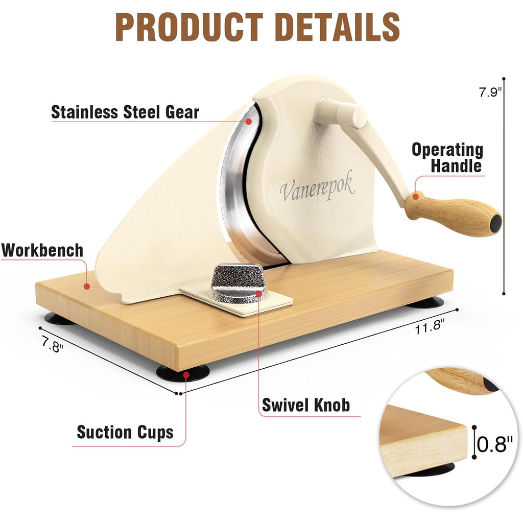 vanerepok Manual Bread Slicer for Homemade Sourdough Bread Versatile Hand Crank Bread Slicer for Sourdough Crusty Bread Etc Stainless Steel Slicers Adjustable Width for Homemade & Commercial Use