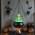 Halloween Decorations Outdoor - Large Witches Cauldron On Tripod With Cauldron Diffuserr And Big Skeleton - Black Plastic Cauldron Halloween Decor For Outside Yard Lawn Home Porch Door