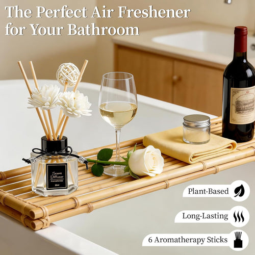 2Pcs Lavender Reed Diffuser Set 1.7 Fl Oz With 6 Scent Sticks, Calming Essential Oil Diffuser Sticks For Home, Relaxing Home Fragrance For Bedroom & Bathroom, Natural Non-Toxic Air Freshener